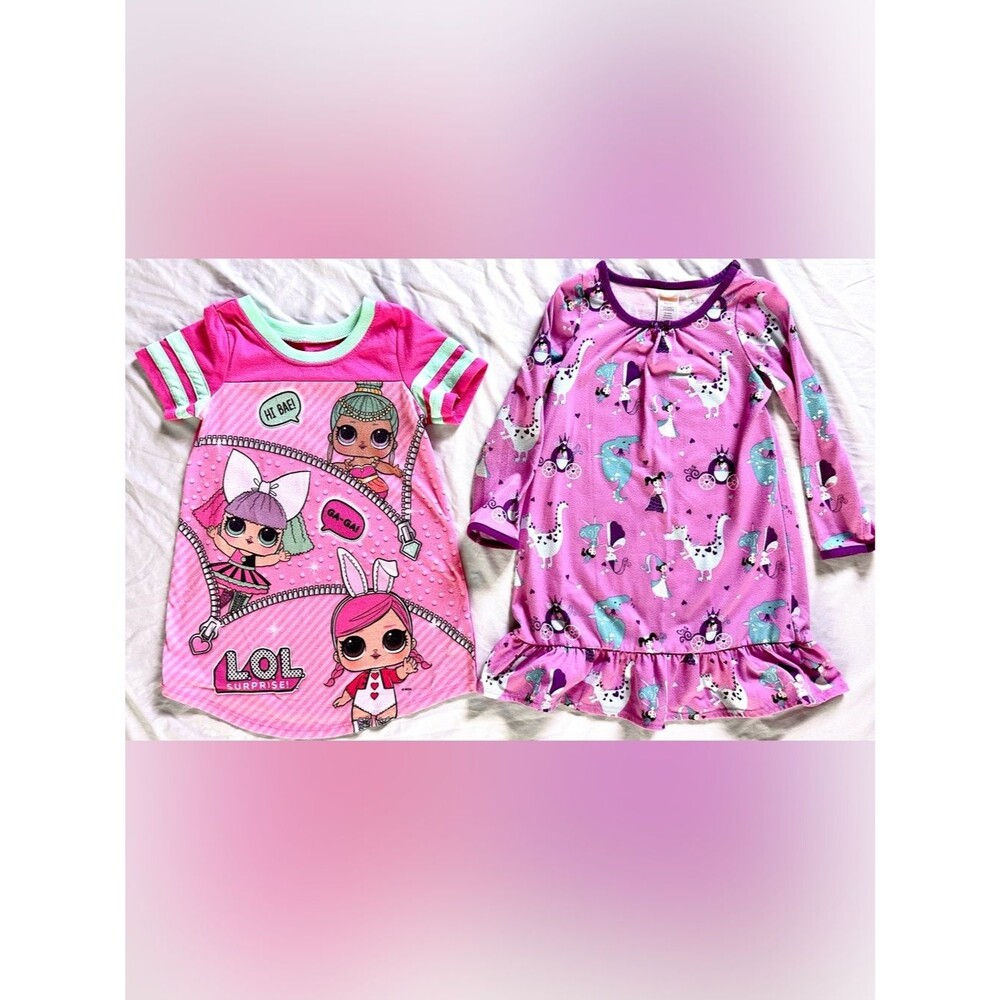 LOL Surprise Nightgown & Gymboree Dino Princess Nightgown Bundle – Size 4 Girls